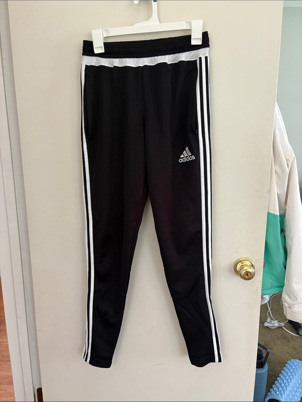 adidas Black Joggers with White Side Stripes